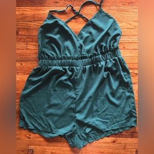 Green plus size romper